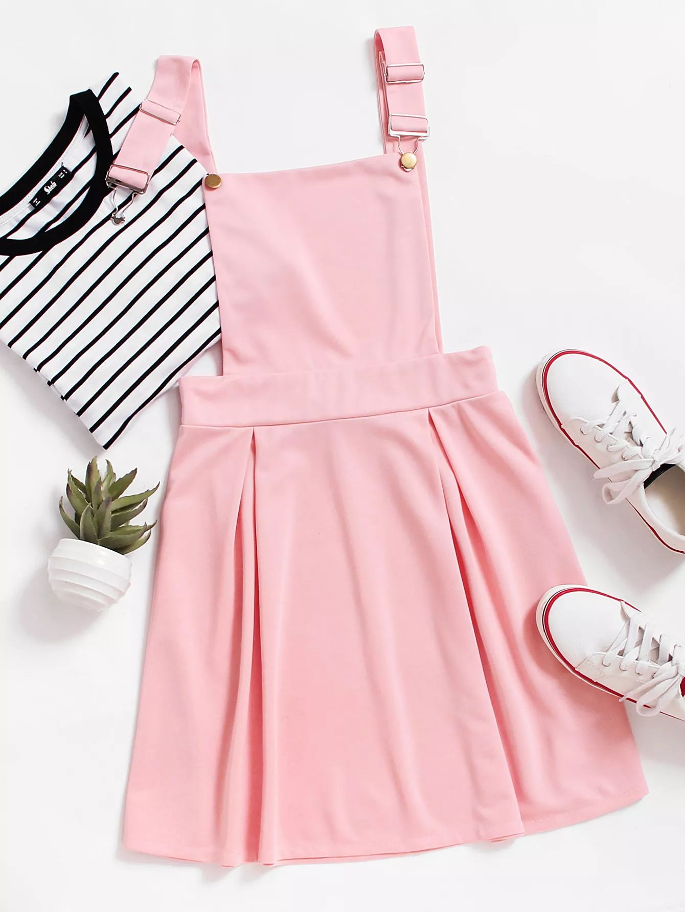 Box Pleated Overall Dress | SHEIN