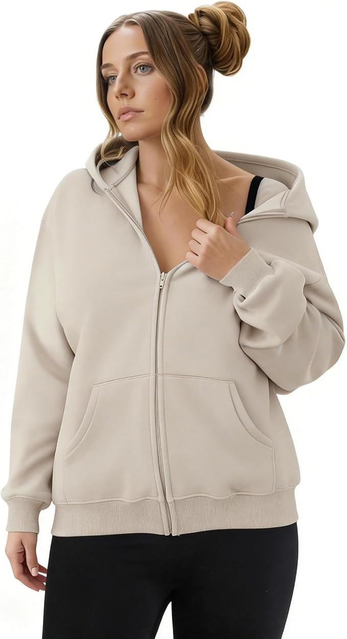 Abonlen Zip Up Hoodies for Women Fleece Jacket with Pockets Casual Sweatshirts Comfy Fall Coats | Amazon (US)