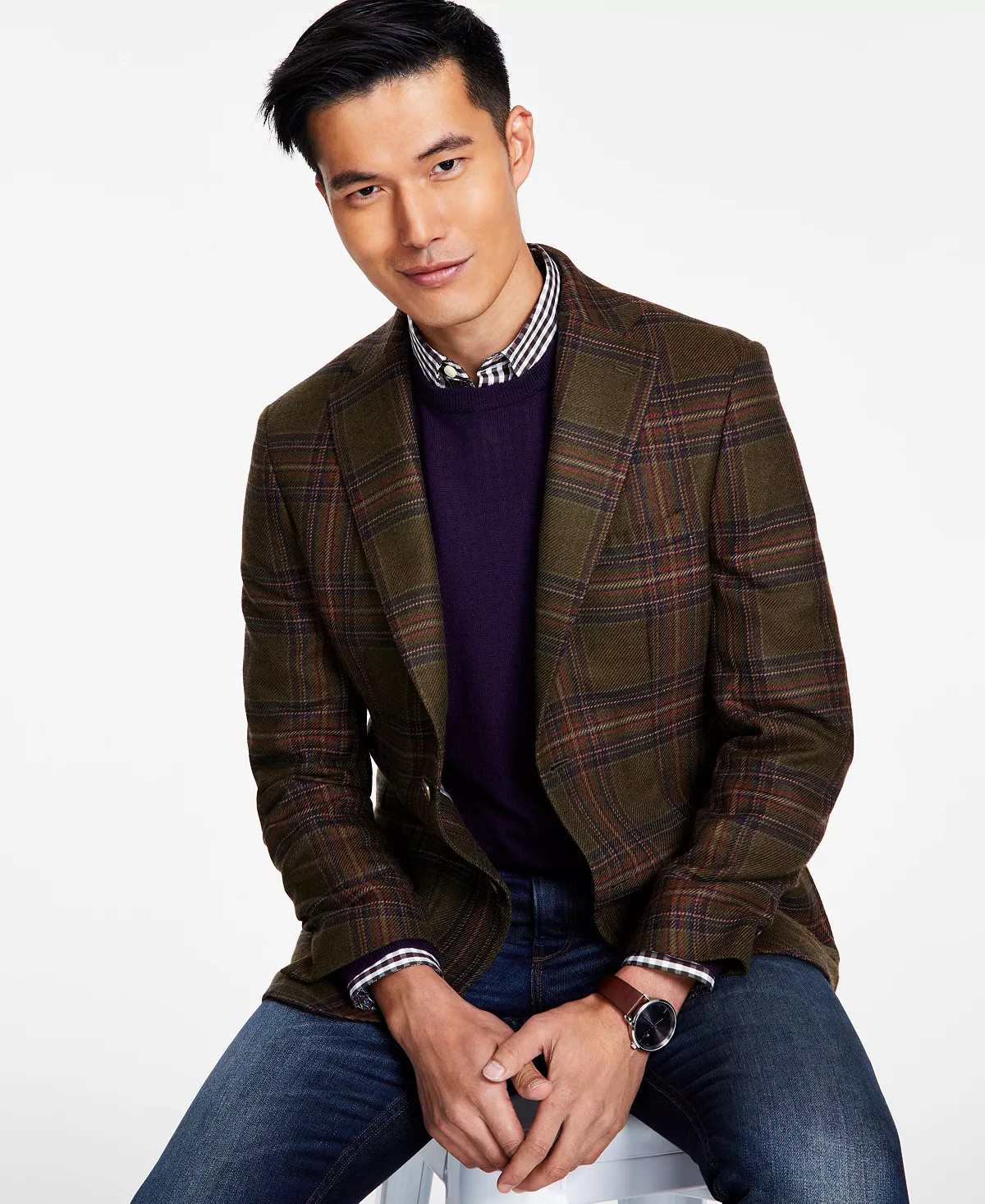 Men's Slim-Fit Wool-Blend Printed Sport Coat | Macy's