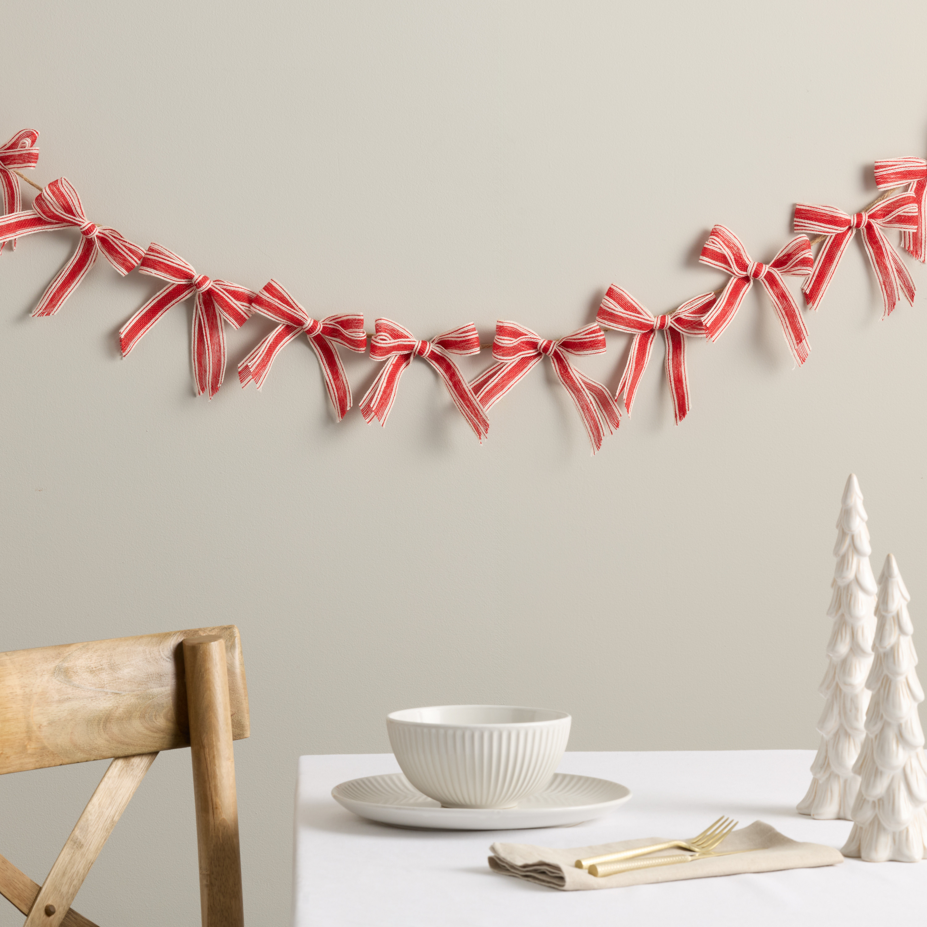 Red and White Jute Bow Garland | World Market