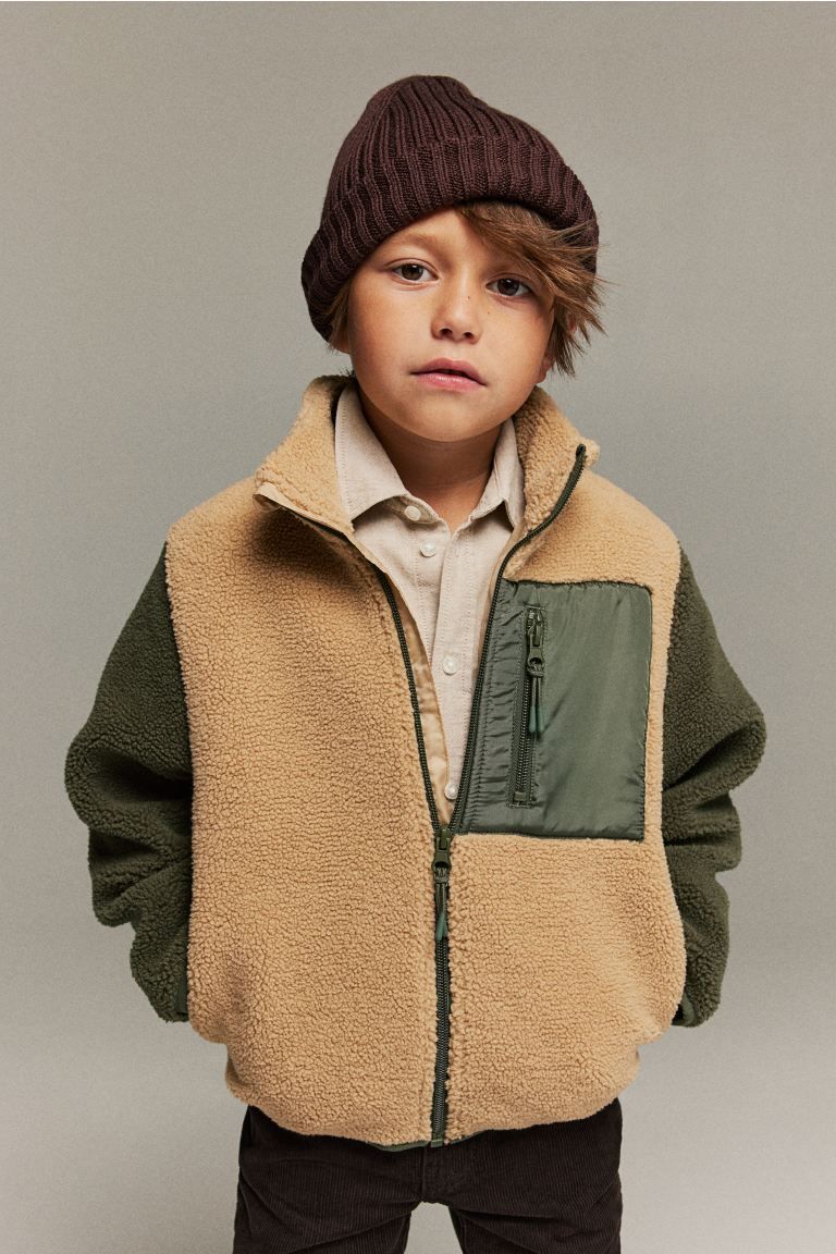 Teddy Jacket - Beige/color-block - Kids | H&M US | H&M (US + CA)