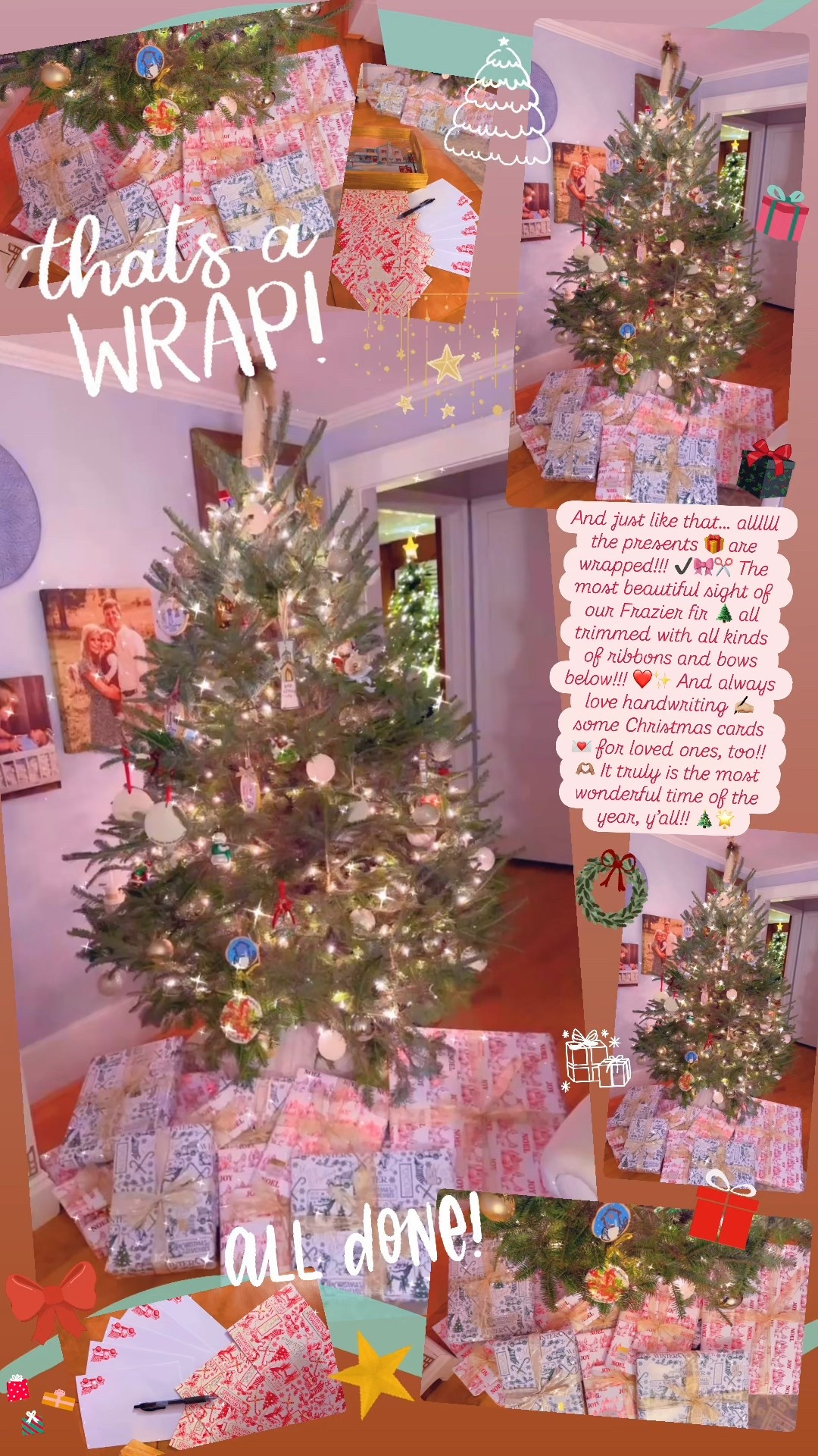 And just like that… allllll the presents 🎁 are wrapped!!! ✔️🎀✂️ The most beautiful sight of our Frazier fir 🌲 all trimmed with all kinds of ribbons and bows below!!! ❤️✨ And always love handwriting ✍🏼 some Christmas cards 💌 for loved ones, too!! 🫶🏽 It truly is the most wonderful time of the year and we are officially ready for Christmas around here, y’all!! 🎄🌟

#LTKSeasonal #LTKGiftGuide #LTKHoliday