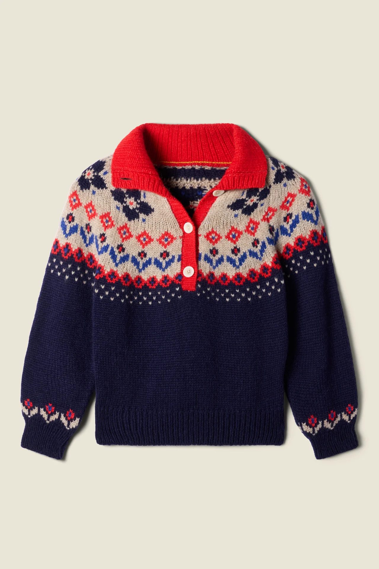 Juneau Sweater Navy Fairisle | TROVATA