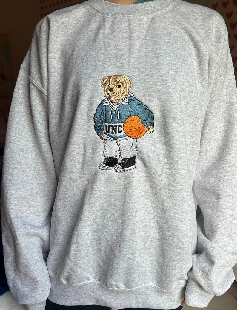 Embroidered UNC Bear Sweatshirt Vintage Crewneck - Etsy | Etsy (US)