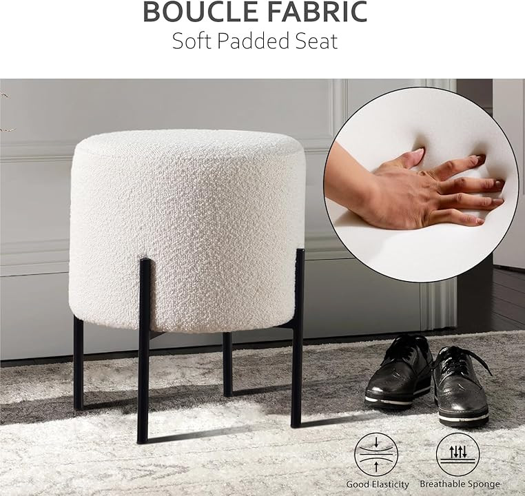 Get Set Style Multifunctional Vanity Stool Chair, Round Footrest Stool Ottoman with Metal Legs, Modern... | Amazon (US)