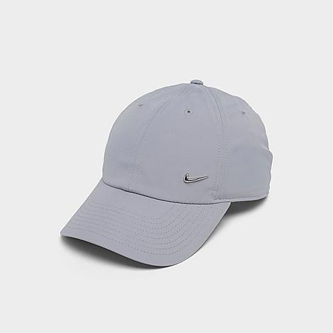 Nike Dri-FIT Club Unstructured Metal Swoosh Strapback Hat in Light Smoke Grey/Metallic Silver Size: S-M | JD Sports (US)