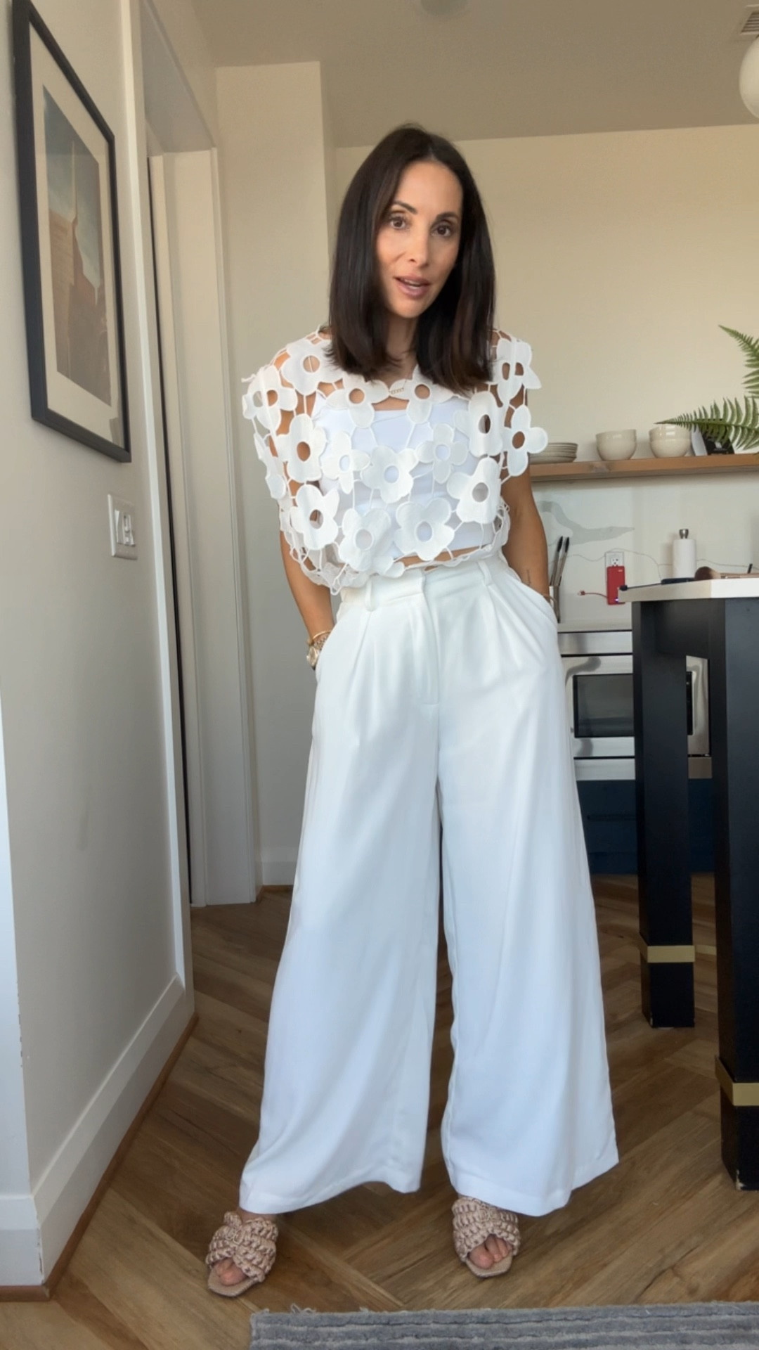 Small in top, xs in pants! 
Winter white glam


#LTKSaleAlert #LTKCon #LTKFindsUnder50