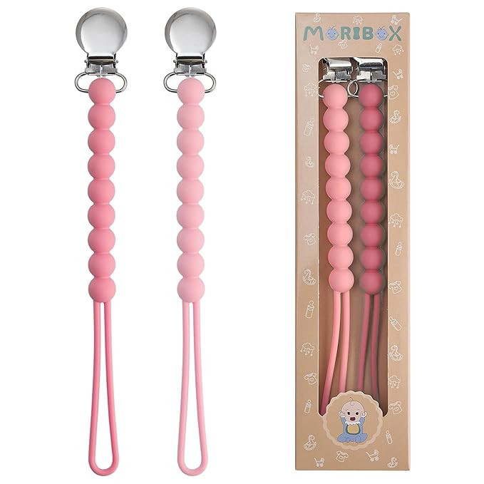 Pacifier Clips Baby Girls - MORIBOX Paci Clip Soothe Baby Binky Holder for Shower Birthday Gift 2... | Amazon (US)