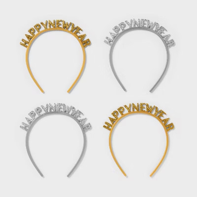 4ct New Year's Eve Headbands Silver/Gold - Spritz™ | Target