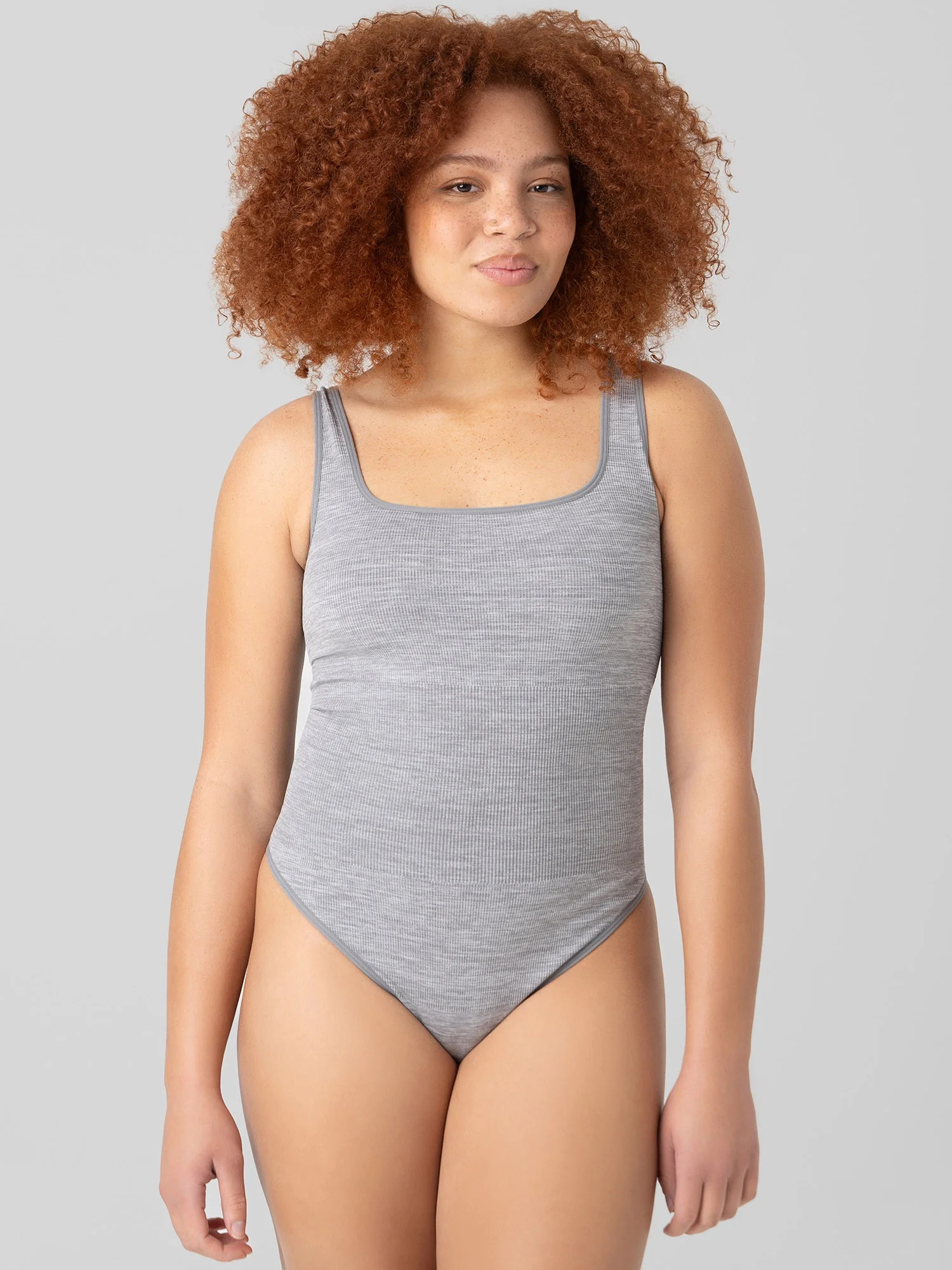 No Boundaries Seamless Ribbed Square Neck Bodysuit, Women's and Women's Plus | Walmart (US)