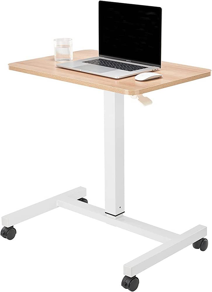 CLATINA Mobile Laptop Desk Pneumatic Sit to Stand Table Height Adjustable Rolling Cart with Locka... | Amazon (US)