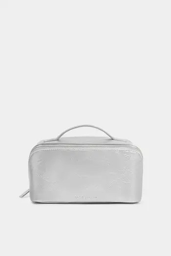 Katie Loxton Medium Patent Crackle Makeup and Toiletry Bag in Silver | Nordstrom | Nordstrom