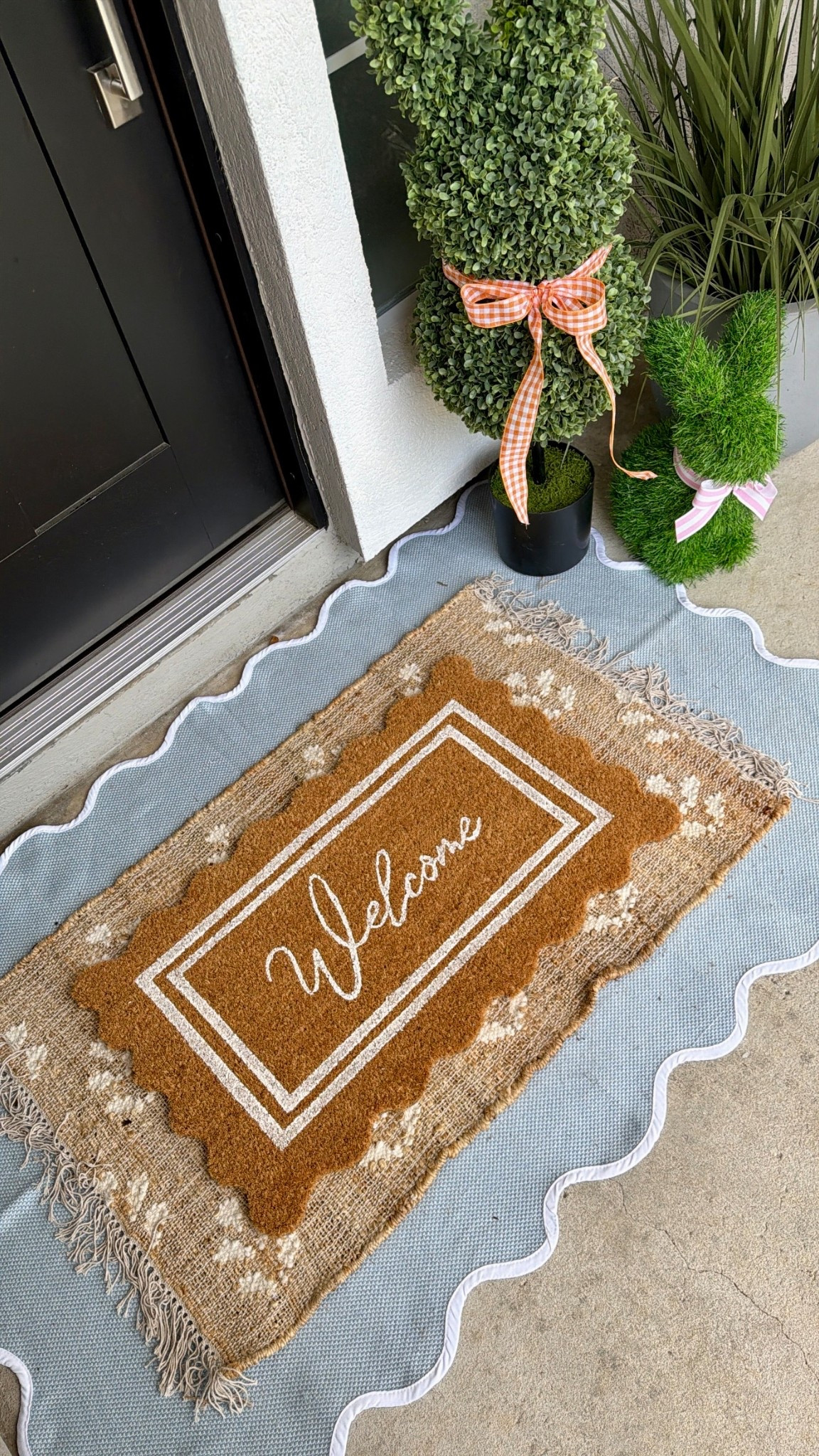 Spring porch refresh but make it cute + affordable 🌿🤍

Layered these Walmart rugs for an easy front door glow-up and I’m obsessed with how it turned out. The scalloped detail + neutral welcome mat = instant cozy vibes.

Both rugs are budget-friendly, durable, and give that “I tried harder than I did” look 🙌🏼

#LTKSeasonal #LTKdayinmylife #LTKHome