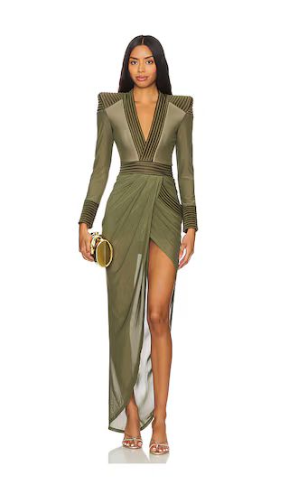 Sheer Eye Of Horus Gown in Khaki Green Dress | Dark Green Dress | Revolve Clothing (Global)