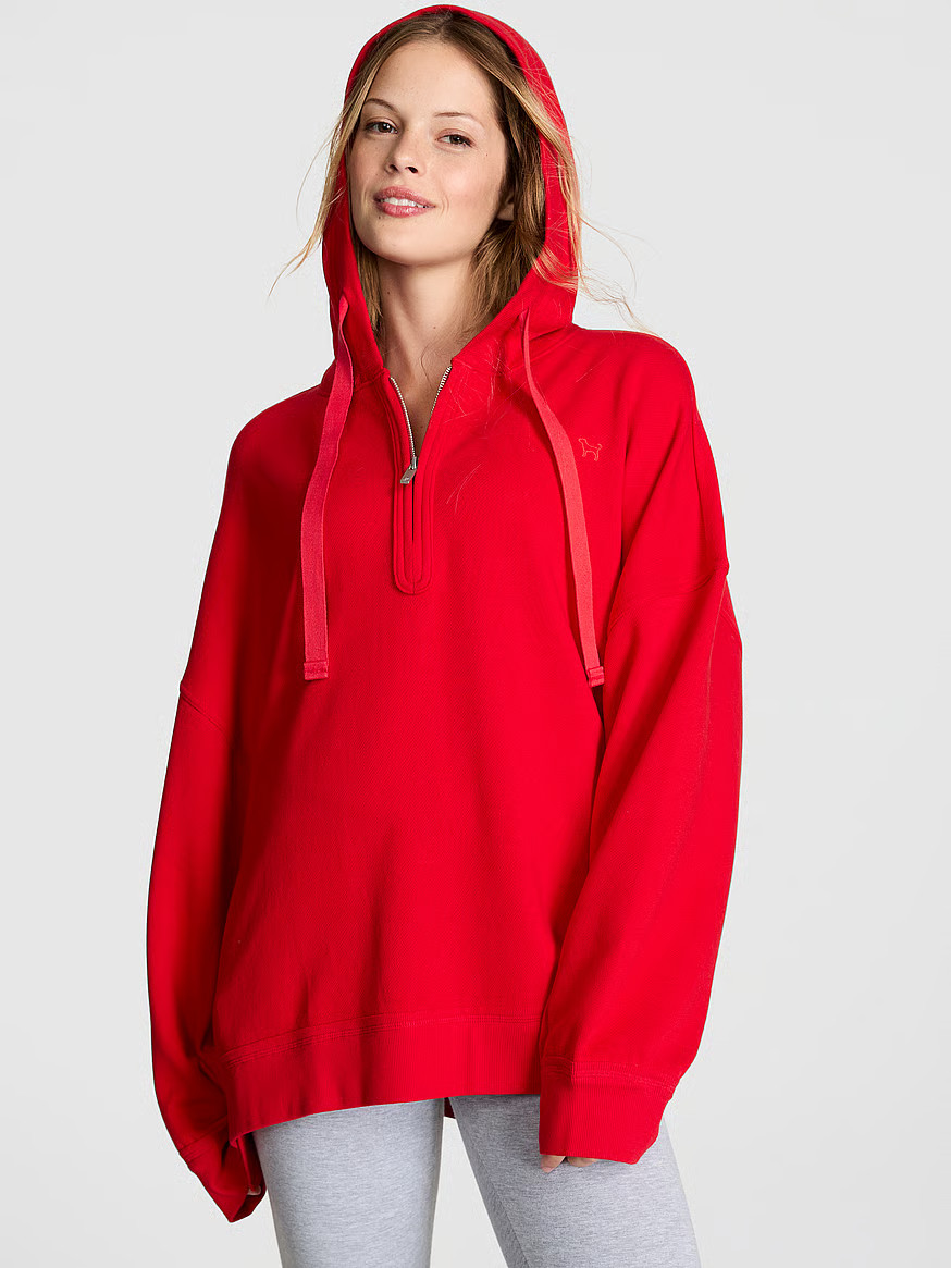 Buy Ivy Fleece Tunic Hoodie, Bright Vermillion - Order Hoodies & Sweatshirts online - Victoria's ... | Victoria's Secret (US / CA )