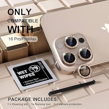 Misea Compatible for iPhone 16 Pro/iPhone 16 Pro Max Camera Lens Protector Bling, 9H Tempered Gla... | Amazon (US)