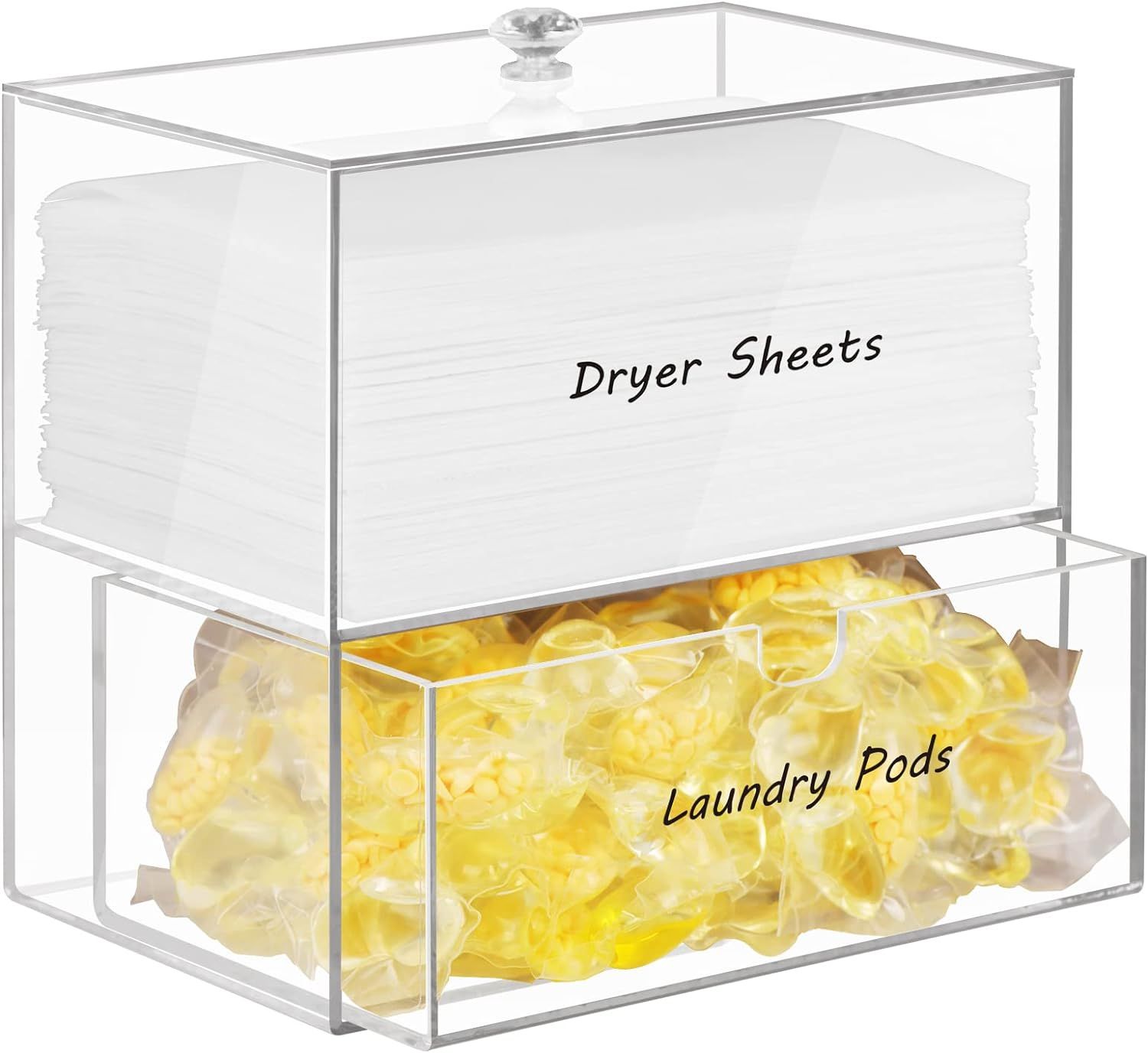 Dryer Sheet Holder, Dryer Sheet Dispenser, Acrylic Dryer Sheet Container Box for Laundry Room Org... | Amazon (US)