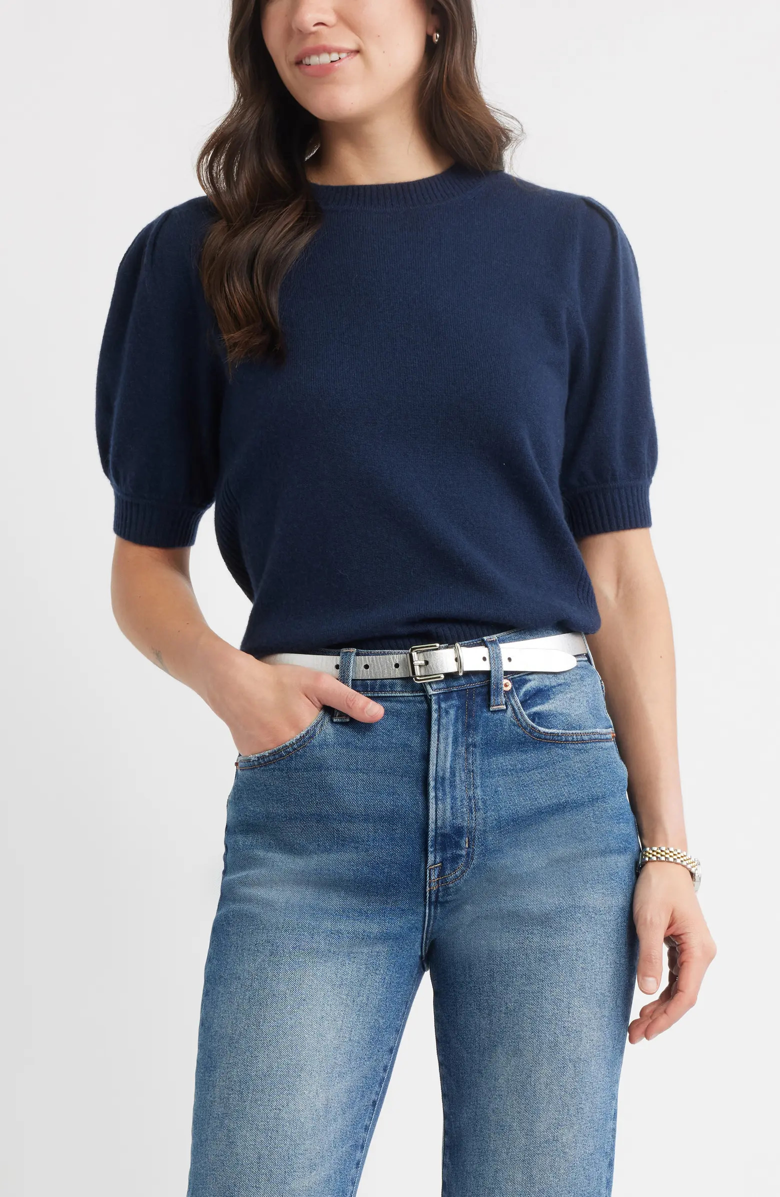 Puff Sleeve Wool & Cashmere Sweater | Nordstrom
