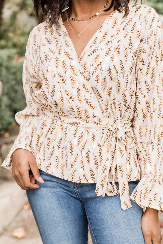 So Indecisive Ivory Printed Blouse | The Pink Lily Boutique
