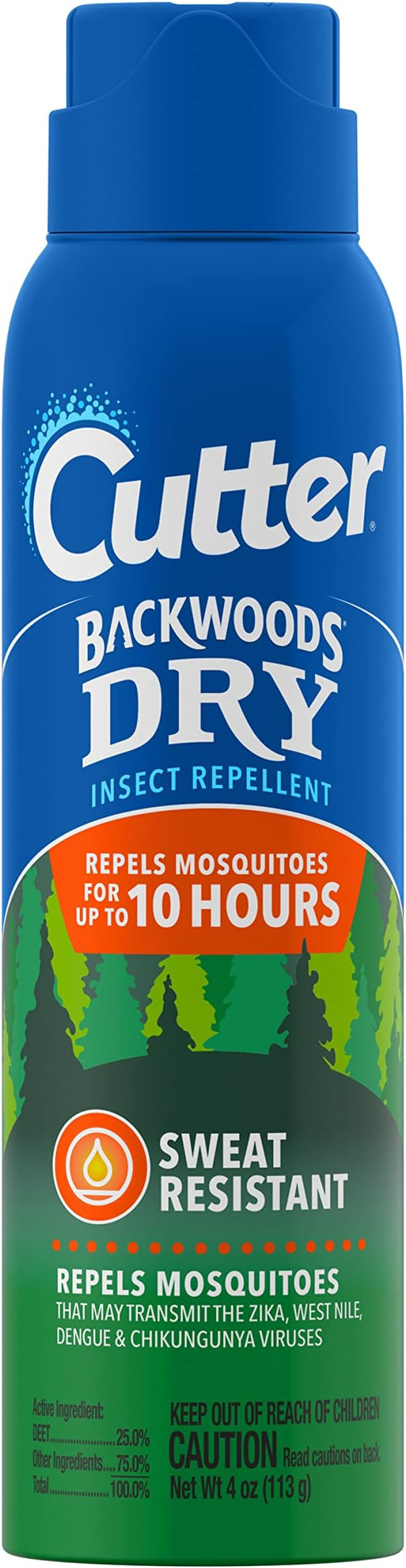 Cutter Backwoods Dry Insect Repellent, Aerosol, 4-Ounce | Amazon (US)