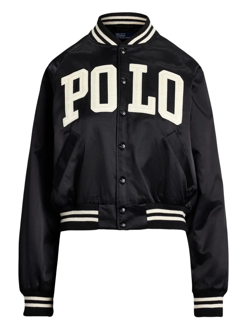 Polo Ralph Lauren logo satin bomber jacket - Black | Farfetch Global