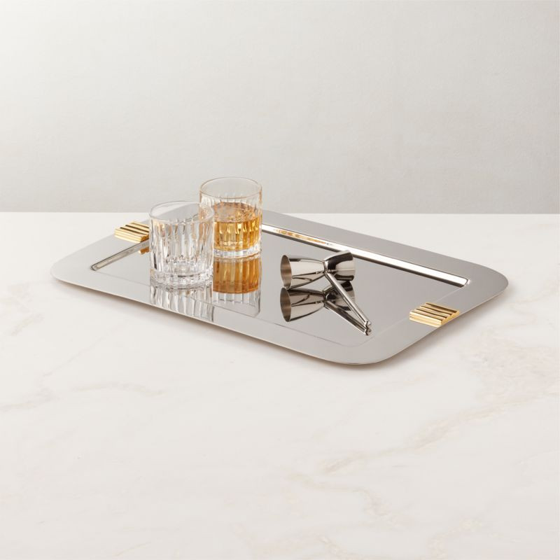 Leclaire Rectangular Stainless Steel Serving Tray + Reviews | CB2 | CB2