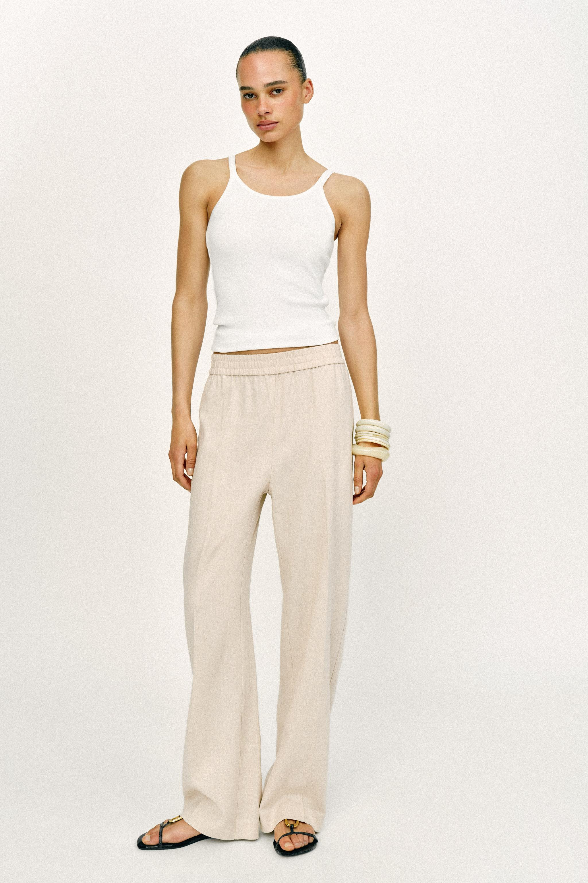 LINEN STRAIGHT LEG PANTS | Zara US