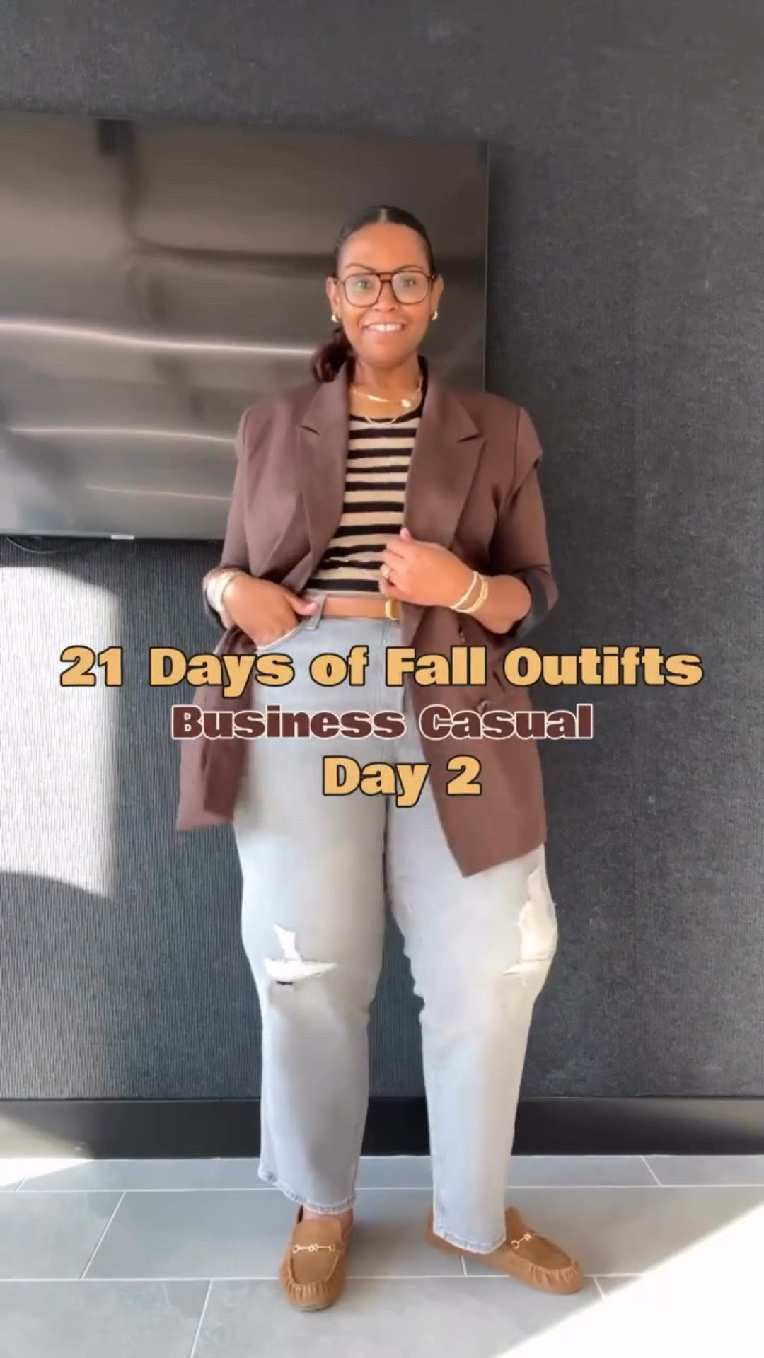 🍂 21 Days of Fall Fashion – Day 2 Workwear Chic 🍂 I’m back with another look for the office because who says workwear has to be boring? Today’s outfit is all about stripes for that casual yet polished vibe. 🖤🤎
This look came straight out of my closet too, proof that you don’t always have to buy new pieces to feel on trend this season. You just need a little inspo to help you shop your closet. I’m especially loving how the stripe shirt adds just the right amount of fall chic without feeling over the top.



Save this post for outfit inspo, share it with your work bestie, and follow @sherradanielle for more plus-size-friendly fall looks. 💕 Head to my Instastories to see the Pinterest inspo for this look.
• • • #plussizefashion #fallfashion2025 #over40style #ltkworkwear #falloutfitinspo #businesscasualchic #fallofficeoutfit #plussizeoutfitideas #fallstyleover40

#LTKPlusSize #LTKOver40 #LTKWorkwear
