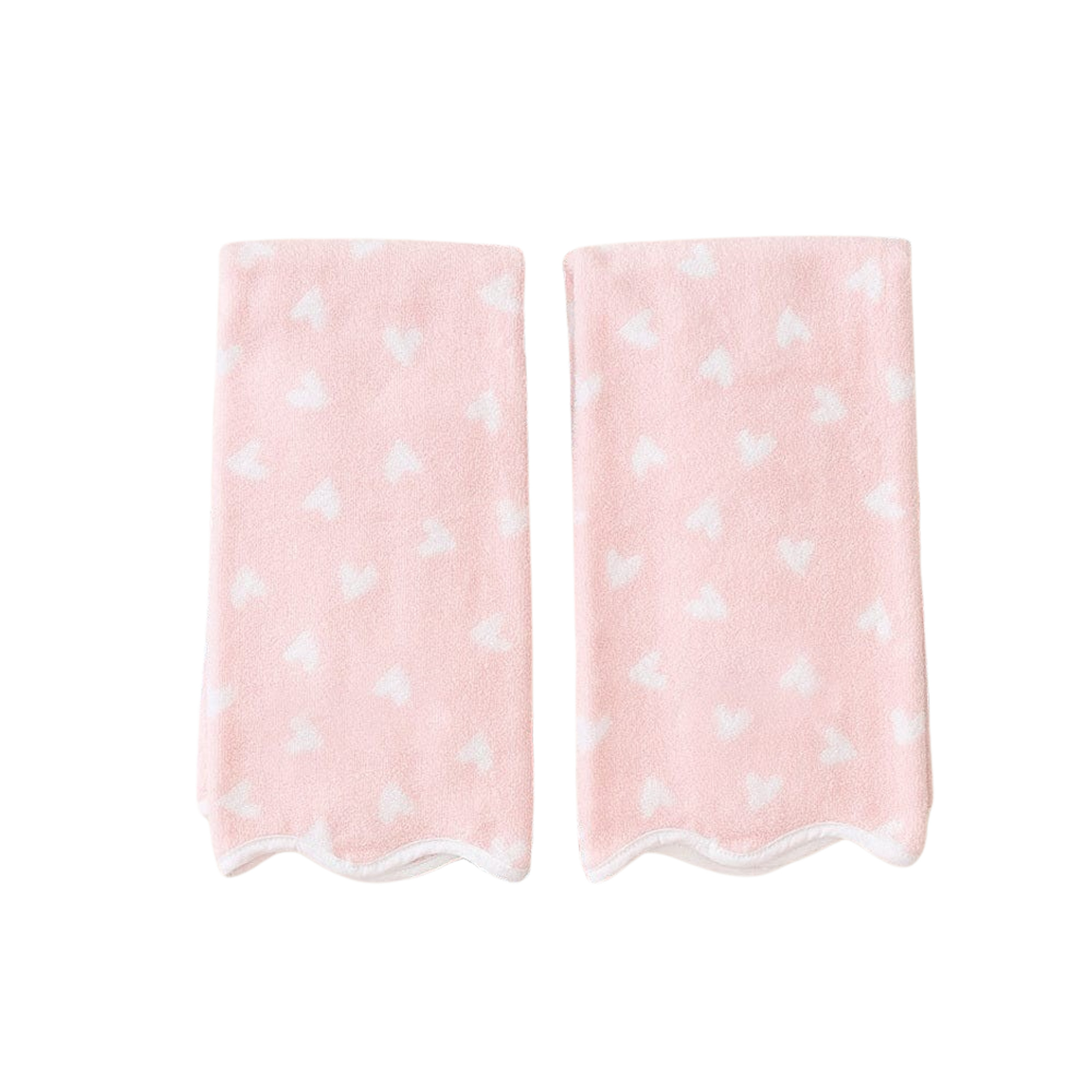 Weezie Scalloped Hand Towel Set, Tossed Pink Hearts | Monkee's of Mount Pleasant