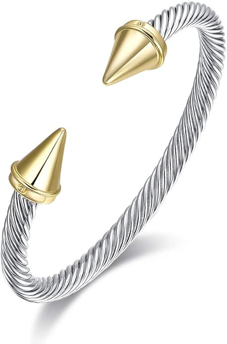 Ofashion Bullet Ends Cable Wire Bracelets for Women | Amazon (US)