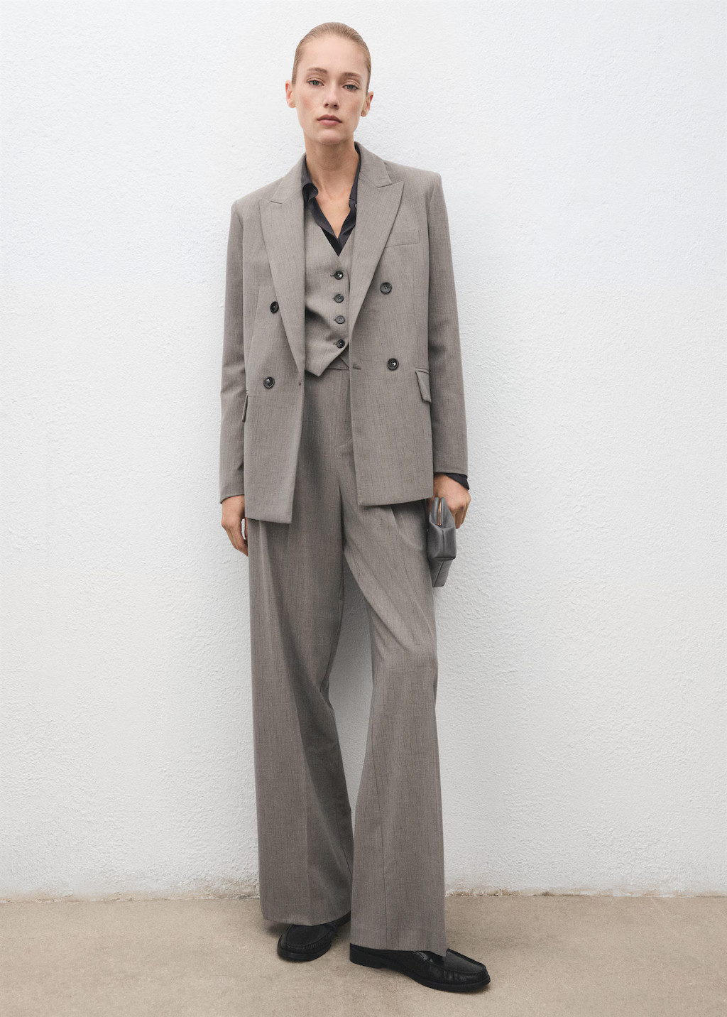 Straight wool-blend suit pants grey - Woman - 20 - MANGO | Mango (US/MX/AU)