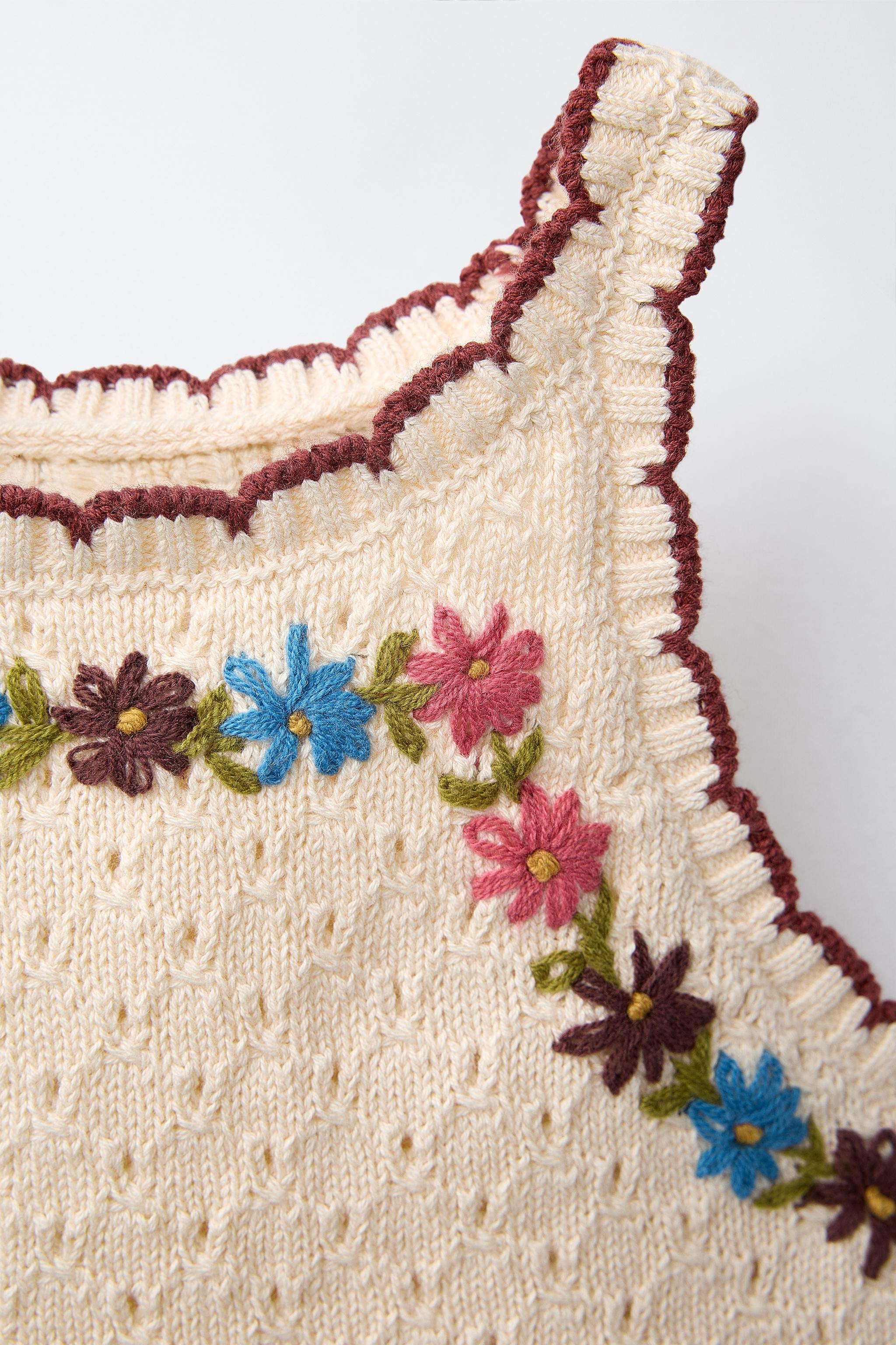 EMBROIDERED FLORAL KNIT TOP | Zara US