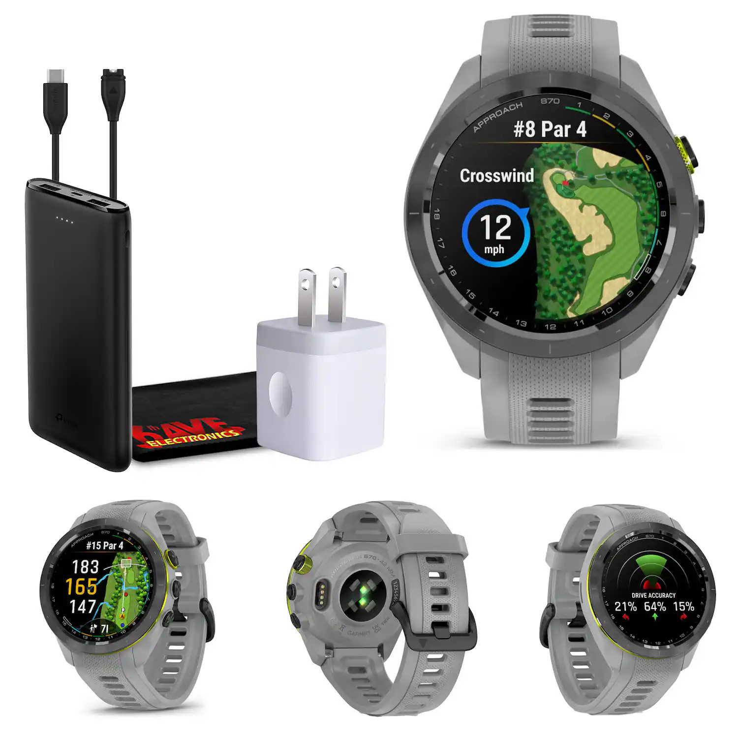 Bundle - Garmin - Approach S70 42MM Fitness Tracker Watch GPS Golf Smartwatch For Men-Gray - Gray - (2025) | Best Buy U.S.