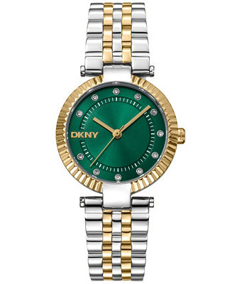 DKNY Women's Essential Glitz Dark Green Dial Gold Two-Tone Stainless Steel Bracelet Watch 30mm - ... | Macy's