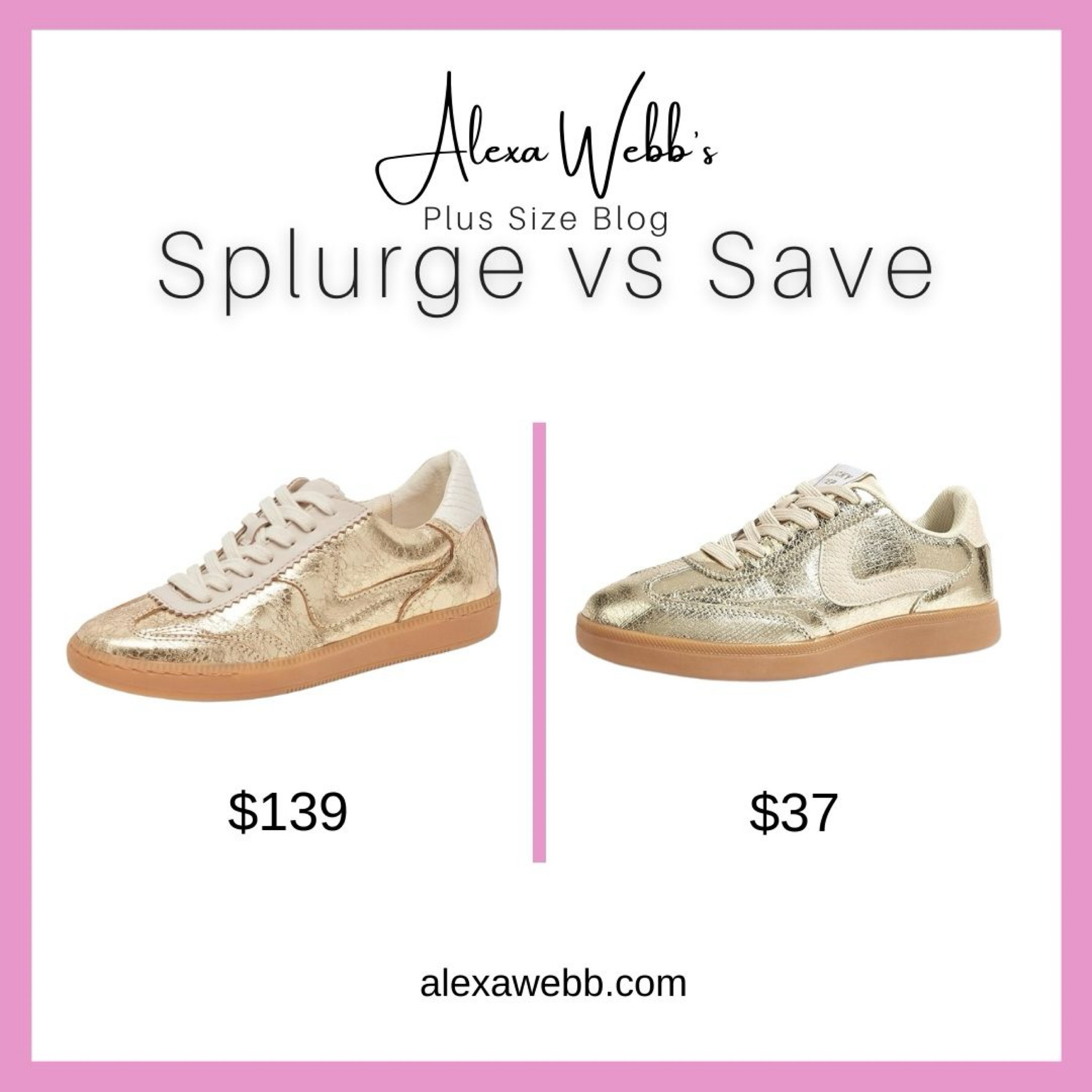 Golden Sneakers - Splurge Vs Save by Alexa Webb #plussize

#LTKStyleTip #LTKOver40 #LTKPlusSize