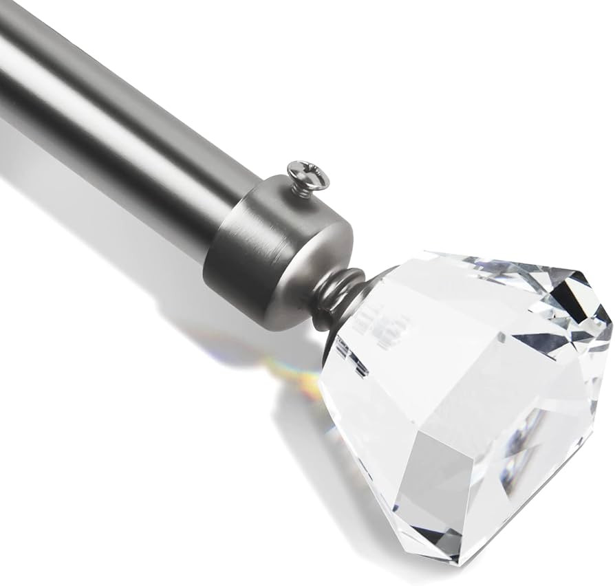 Curtain Rods for Windows 66 to 120, Silver Curtain Rods with Acrylic Diamond Crystal Finials, Bru... | Amazon (US)