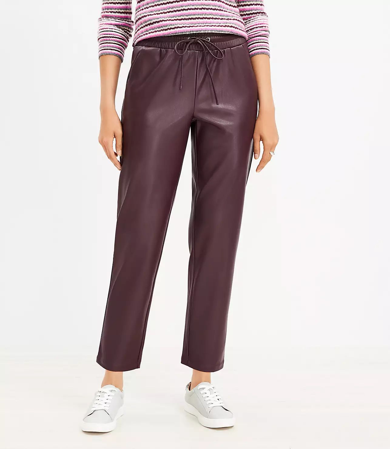 Pull On Slim Pants in Faux Leather | LOFT