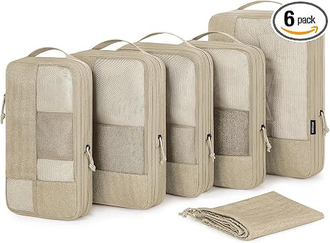 BAGSMART Compression Packing Cubes for Suitcase, 6 Set Travel Packing Cubes for Luggage, Compress... | Amazon (US)