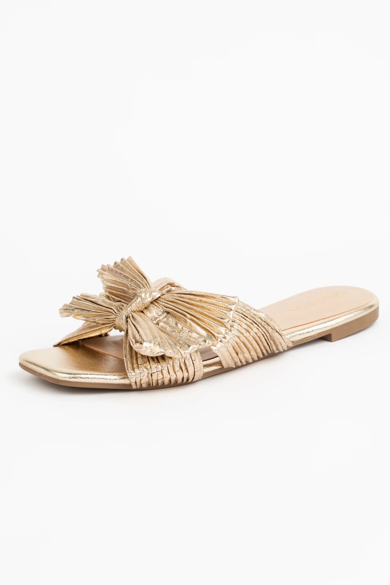 Ariel Sandals - Gold Bow Slip On Sandals | Avara