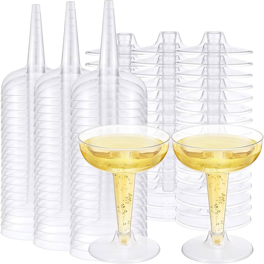 Boao 102 Pack Plastic Champagne Coupe 4 Oz Disposable Plastic Party Champagne Glasses Clear Cockt... | Amazon (US)