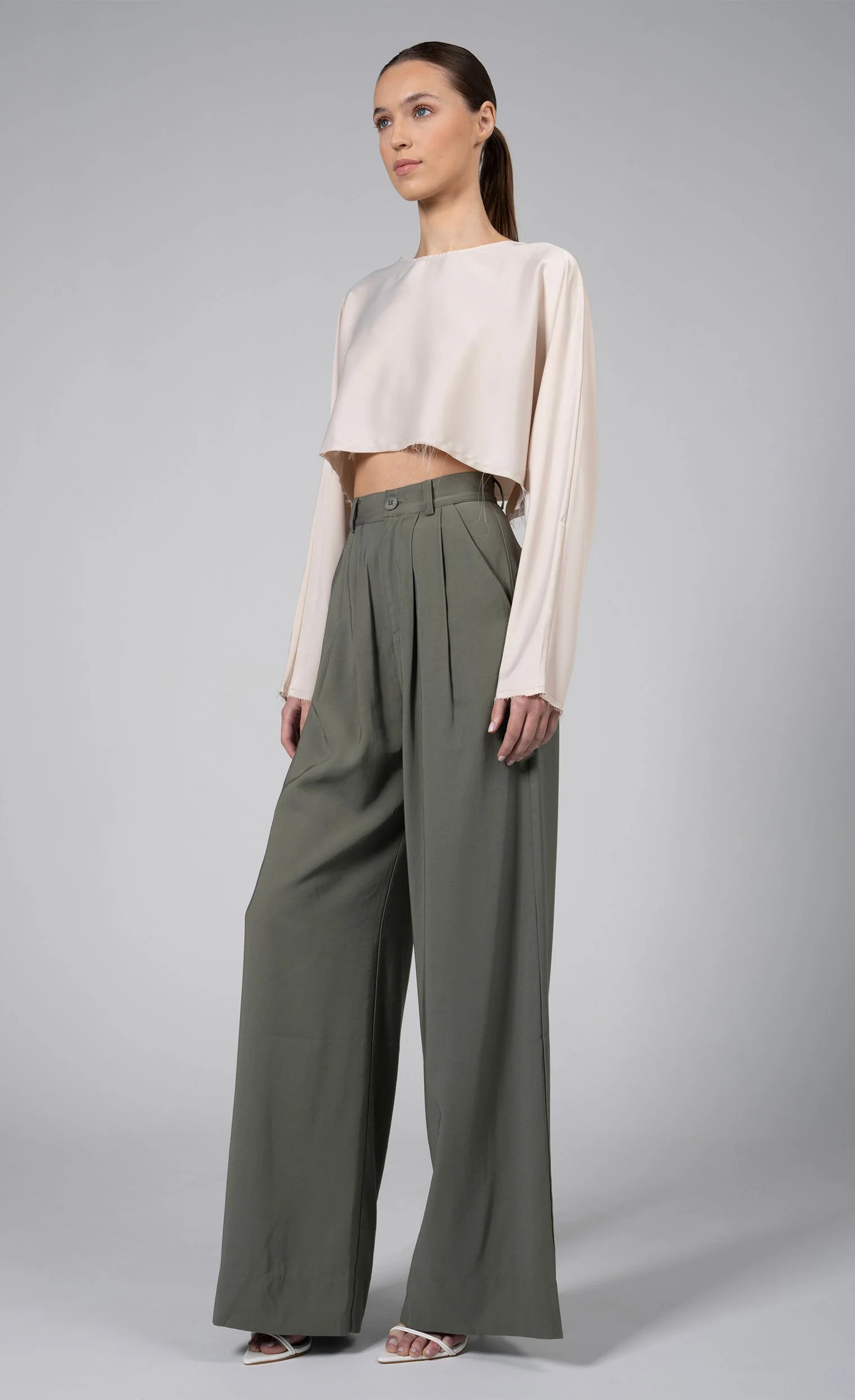 Fabi Wide Leg Pant - Olive | Nonchalant Label