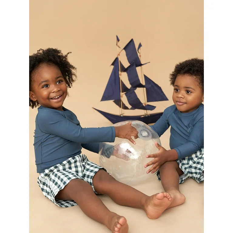 Modern Moments by Gerber Toddler Boy Long Sleeve Rashguard and Short Set, 2-Piece, Sizes 0/3M - 5... | Walmart (US)
