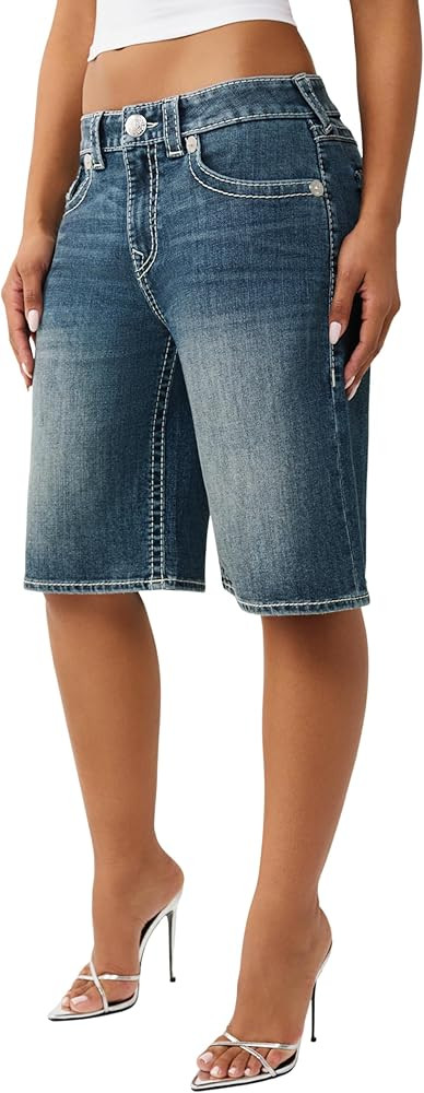 True Religion Women's Baggy Denim Jort Big T Flap | Amazon (US)