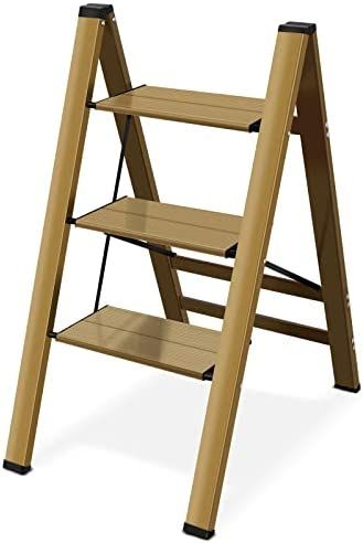 DOFIMATE Step Ladder 3 Step Folding ,Aluminum Kitchen 3 Step Ladder, Folding Step Stools with Wid... | Amazon (US)