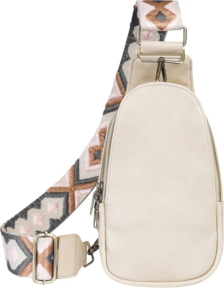 JXWENBYX Sling Bag for Women PU Leather Sling Bag Small Crossbody Sling Backpack Fashion Chest Ba... | Amazon (US)