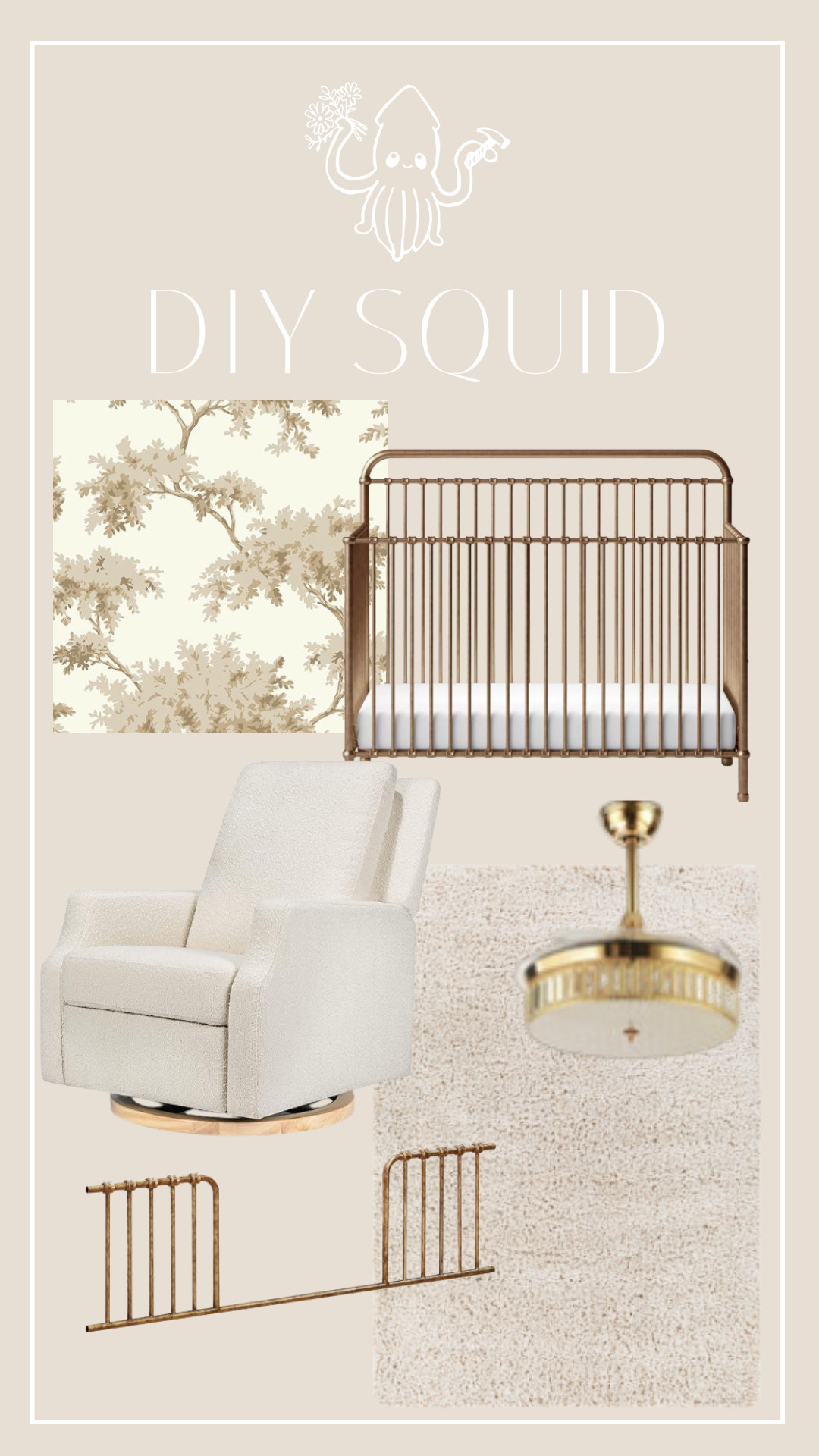 Moodboard for Sutton's Room! 🎀 Vintage charm with modern elegance. Soft neutrals and gold accents create a dreamy, serene vibe perfect for snuggles and sweet dreams. #NurseryMakeover #GirlsRoomDecor #VintageMeetsModern #LTKhome #NurseryInspo #RoomRemodel #DIYsquid 

 #LTKMostLoved #LTKHome #LTKBaby