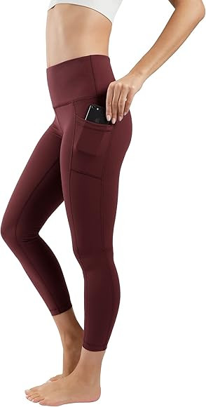 90 Degree By Reflex High Waist Tummy Control Squat Proof Ankle Length Leggings with Pockets | Amazon (US)