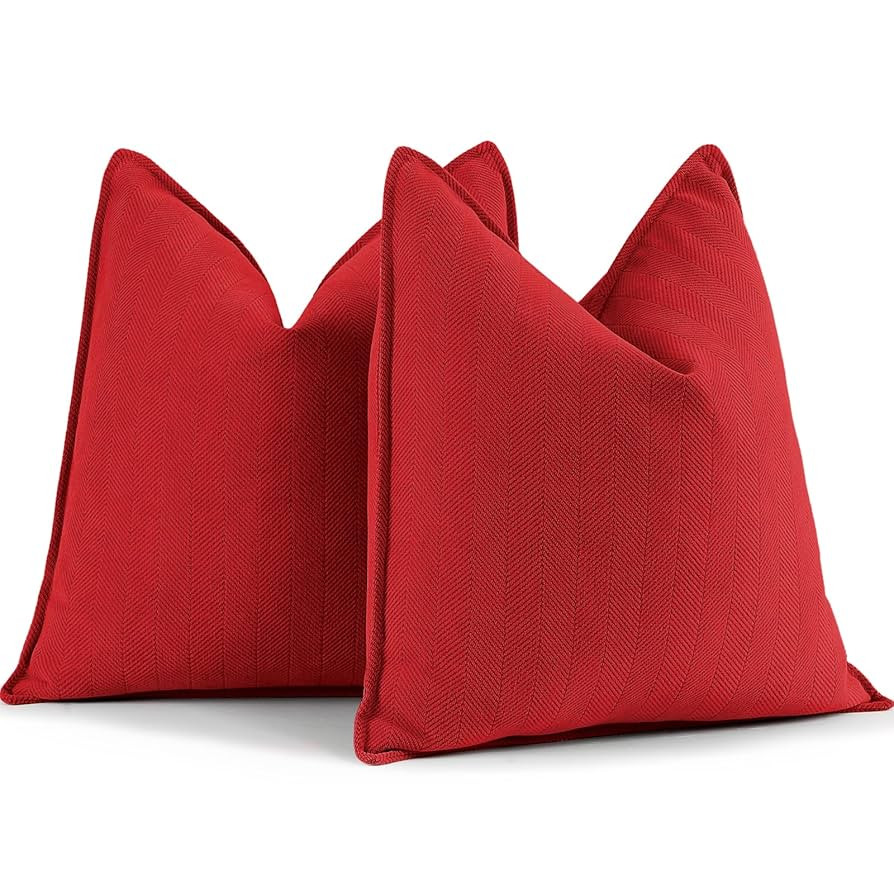 ZWJD Red Pillow Covers 26x26 Set of 2 Chenille Red Throw Pillow Covers with Elegant Design Soft a... | Amazon (US)