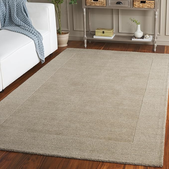 SAFAVIEH Metro Collection Area Rug - 6' Square, Taupe, Handmade Wool, Ideal for Living Room, Bedr... | Amazon (US)