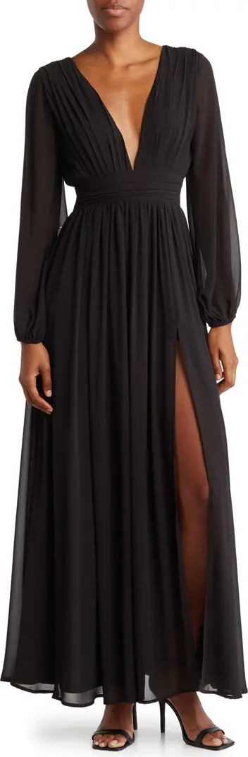 Iris Plunge Neck Long Sleeve Maxi Dress | Nordstrom Rack